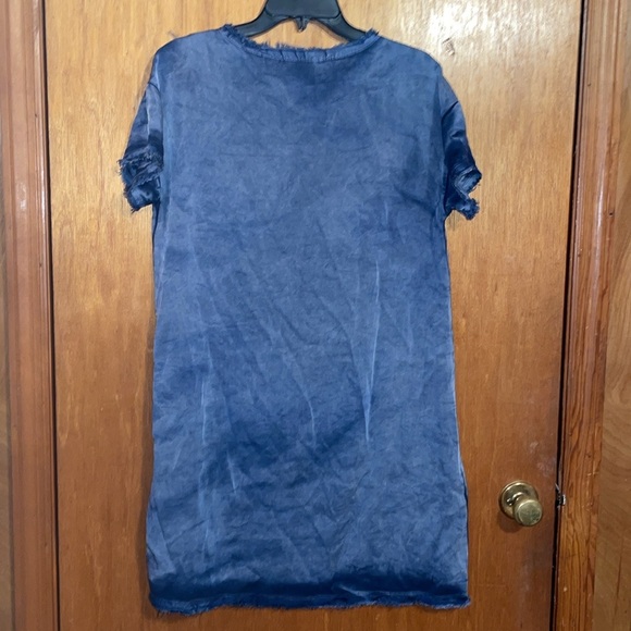 •STATESIDE•LIKE NEW VINTAGE WASH TENCEL WOVEN RAW EDGE FRAYED HEM SHIFT DRESS XS - Picture 4 of 9